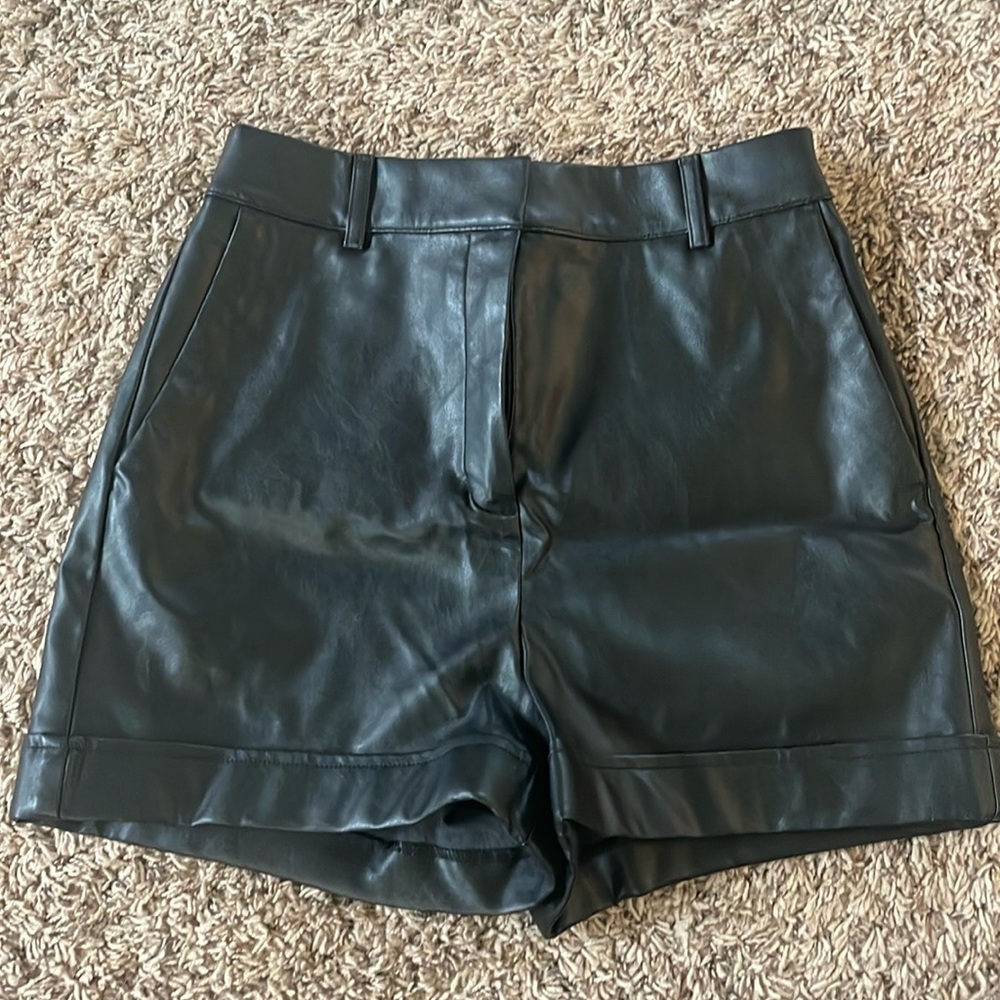 Express black leather shorts, size 2